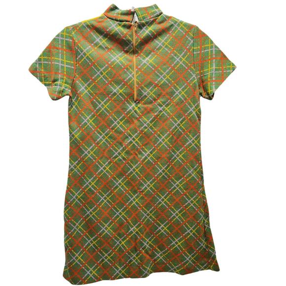 1960s Vintage Green OJ Yellow Children's Growing Girl Perma-Prest Dress Size 10 - Picture 5 of 7